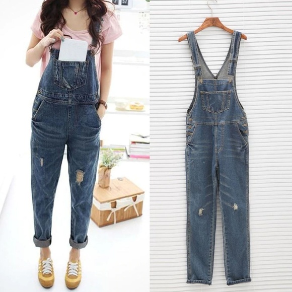 NWT OVERSIZED Distressed Denim Overalls - 2 LEFT - Picture 3 of 5